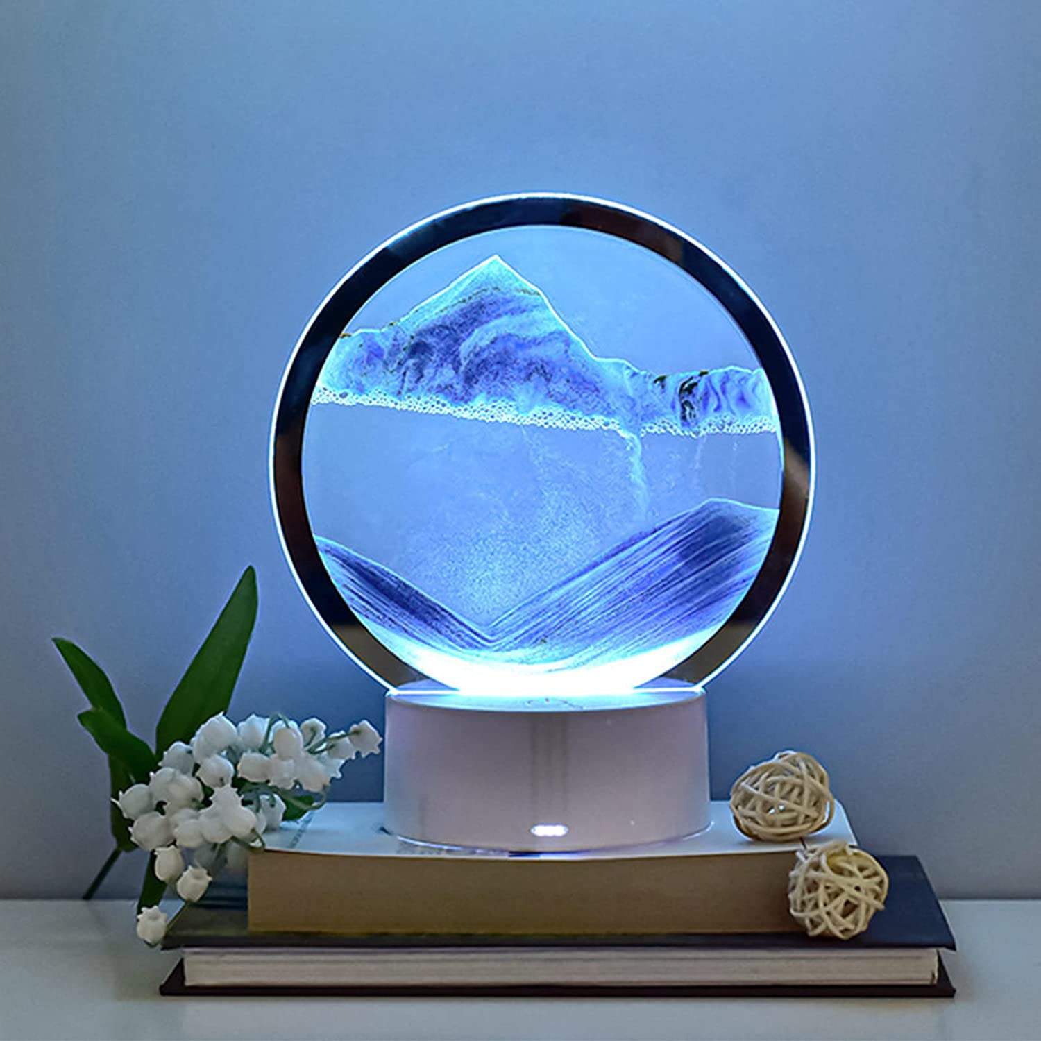 Creative Quicksand Lamp Tabletop Decoration Dynamic Hourglass Painting Gift 3D Night Light Decompression Desk Lamp Bedroom - SegoGalant